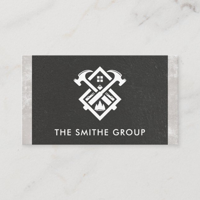 Carte De Visite Les marteaux et la maison | Logo de construction (Devant)