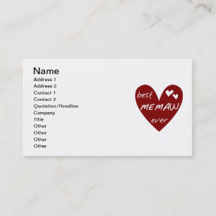 Carte De Visite Les meilleurs T-shirts et cadeaux de Memaw de