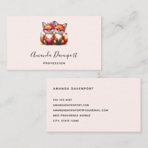 Carte De Visite Les mignons renards orange en amour
