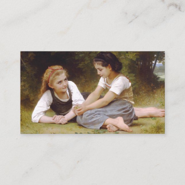 Carte De Visite Les Noisettes : Les jeunes filles ramassent les no (Devant)