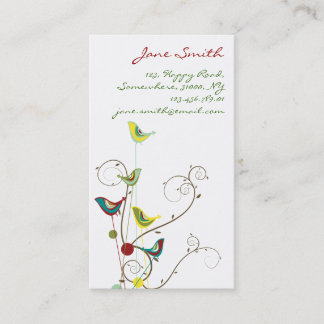 Carte De Visite Les Oiseaux D'Été Aux Couleurs Blancs Et Les Fleur