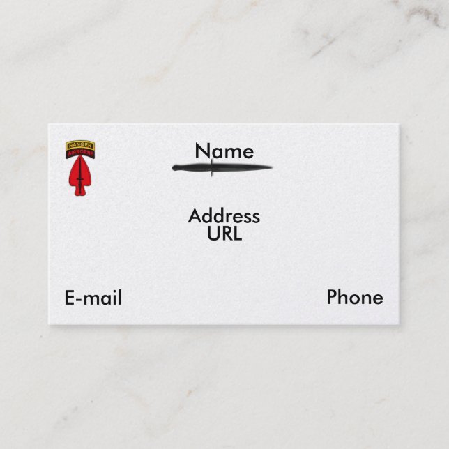 Carte De Visite les vétérans spéciaux de sof soc d'ops d'usasoc (Devant)