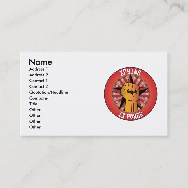 Carte De Visite L'espionnage est puissance (Devant)