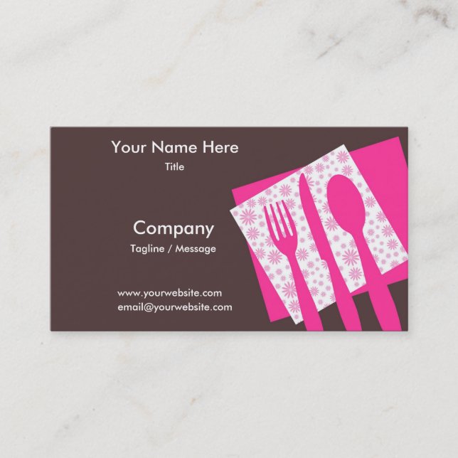 Carte de visite Let's Eat en rose (Devant)