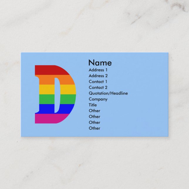 Carte De Visite LETTRE arc-en-ciel D (Devant)