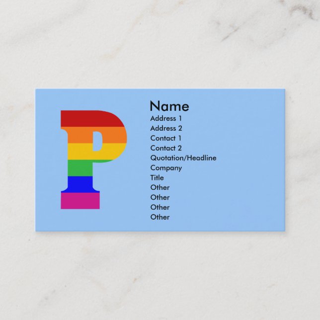 Carte De Visite LETTRE arc-en-ciel P (Devant)