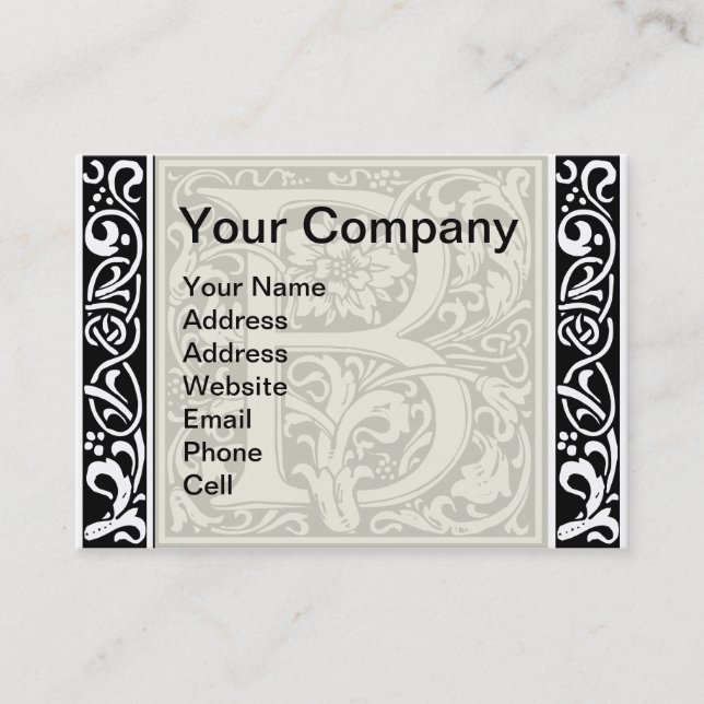 Carte De Visite Lettre B Monogramme Art Nouveau Médiéval (Devant)