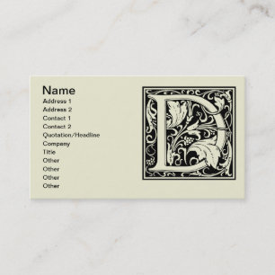Carte De Visite Lettre D Monogramme Art Nouveau Médiéval