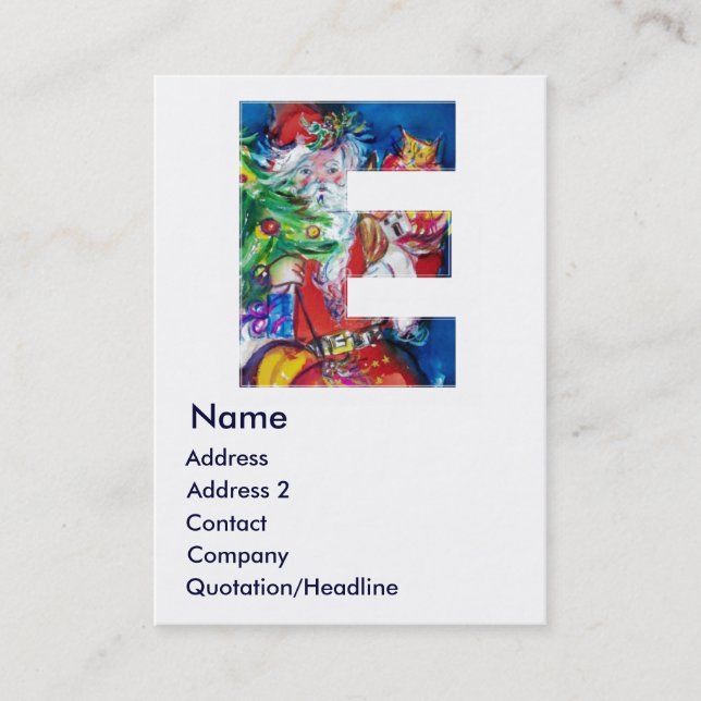 CARTE DE VISITE LETTRE DE NOËL / PÈRE NOËL AVEC ARBRE DE NOËL (Devant)