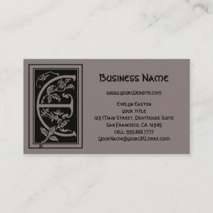 Carte De Visite Lettre décorative monogramme victorien vintage E