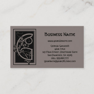 Carte De Visite LETTRE Élégante G vintage DE MONogramme Victorien