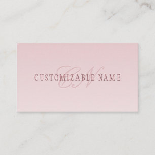 Carte De Visite Lettre élégante & monogramme Rose ombré