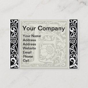 Carte De Visite Lettre F Médiévale Monogramme Art Nouveau