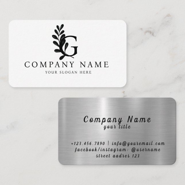 Carte De Visite Lettre G initiale créative Vector Luxe Art design (Devant / Derrière)