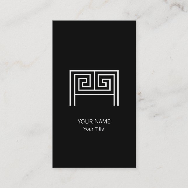 CARTE DE VISITE LETTRE GRECQUE M MONOGRAMME NOIR (Devant)
