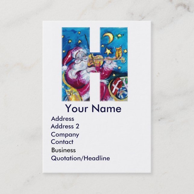 CARTE DE VISITE LETTRE H DE NOËL / MONOGRAM PÈRE NOËL INSPIRÉ (Devant)