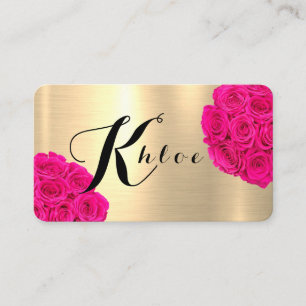 Carte De Visite LETTRE K Rose VERDOYANTE EN OR