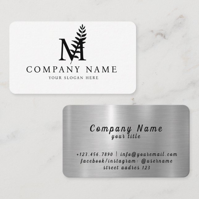 Carte De Visite Lettre M initiale créative Vector Luxe Art (Devant / Derrière)