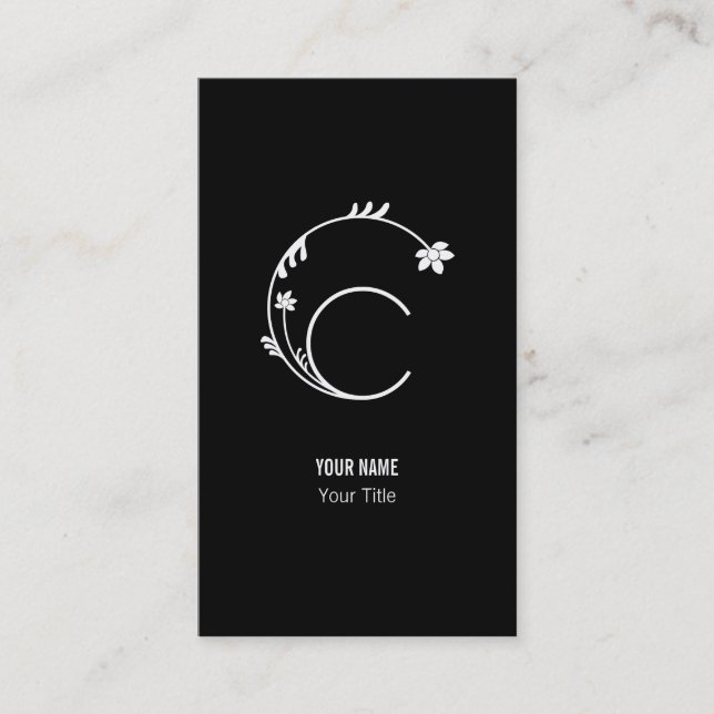 CARTE DE VISITE LETTRE MIGNONNE C DE MONOGRAMME DE FLEUR (Devant)