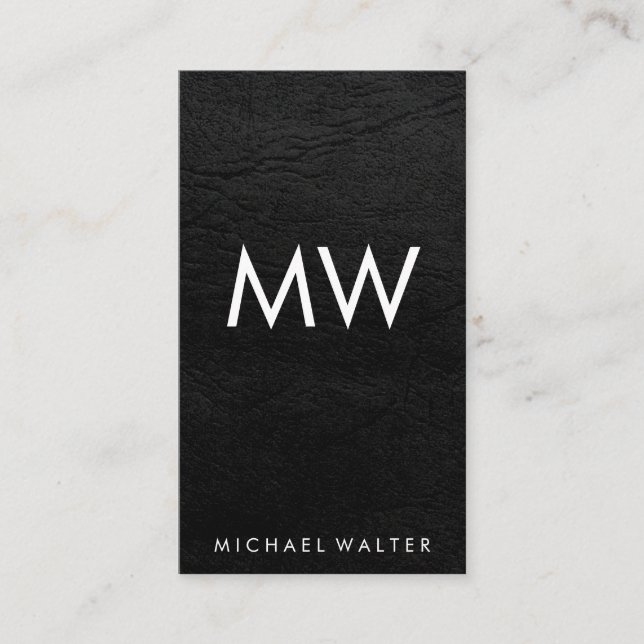 Carte De Visite LETTRE MINIMUM DEUX MONogramme Faux cuir (Devant)