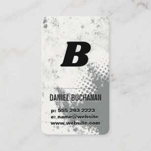 Carte De Visite Lettre Monogramme   Texture Gris Blanc