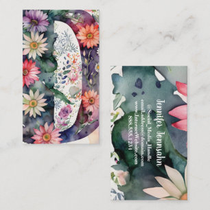 Carte De Visite LETTRE MONOMOBILE D Aquarelle Florale Chic Simple