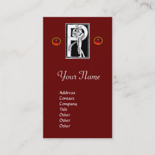 Carte De Visite LETTRE P MONOGRAM ANTIQUE FIGURE Rouge Noir Blanc