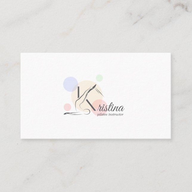 Carte De Visite Lettre Pilates K Pose | Lettre monogramme K Pilate (Devant)