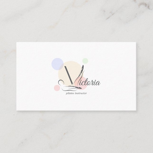 Carte De Visite Lettre Pilates V Pose | Lettre monogramme V Pilate (Devant)