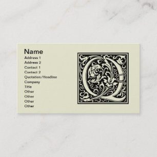Carte De Visite Lettre Q Monogramme Art Nouveau Médiéval
