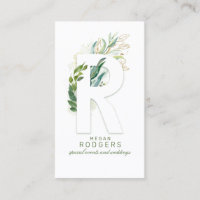 Lettre R Monogramme Or Verdure Feuille Élégant