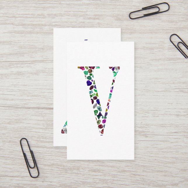 Carte De Visite Lettre V Monogramme (Devant/Arrière en situation)