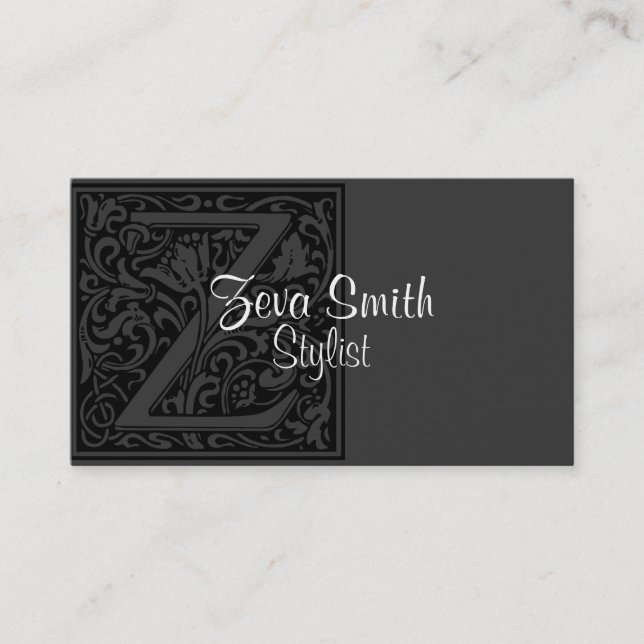 Carte De Visite Lettre vintage "Z" (Devant)