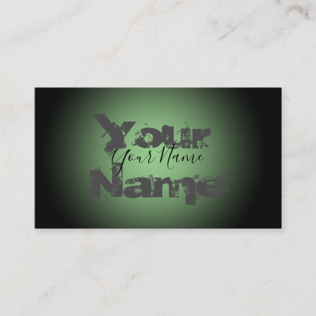 Carte De Visite Lettres simplement grunge vert et noir disparu (Devant)