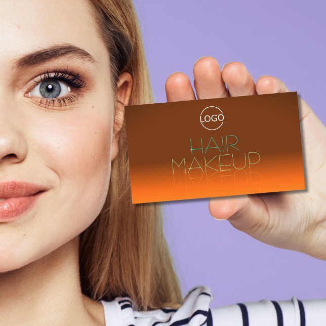 Carte De Visite Lettres Turquoises et orange frappantes avec logo (Créateur téléchargé)