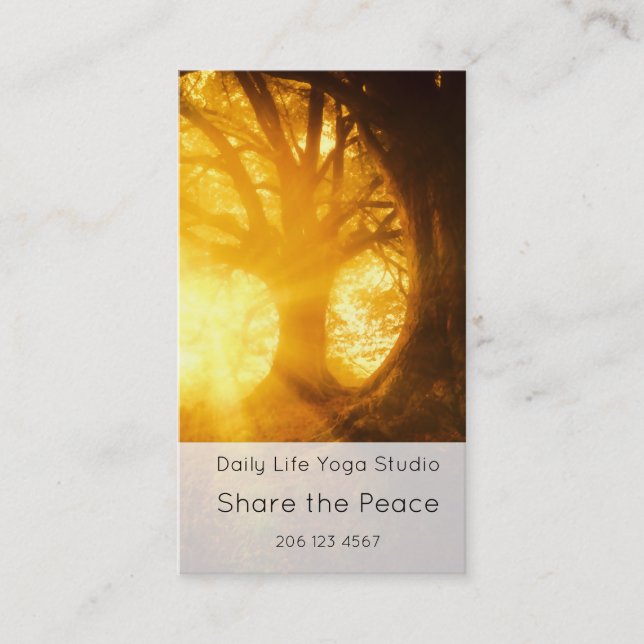 Carte De Visite Levé de soleil doré Yoga Méditation Recommandation (Devant)
