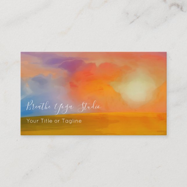 Carte De Visite Lever de soleil aquarelle sur champ doré (Devant)