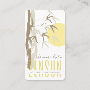 Carte De Visite Lever du soleil jaune Zen feuilles de bambou orien