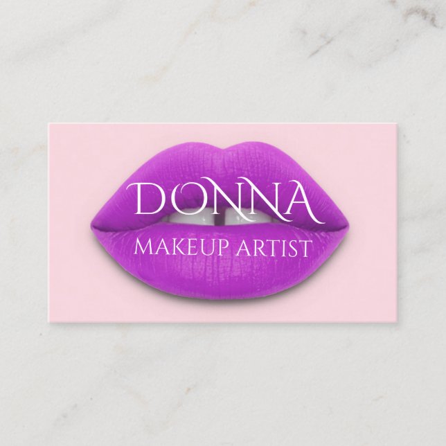 Carte De Visite Lèvres de Berry rose QR Code logo de maquillage Li (Devant)