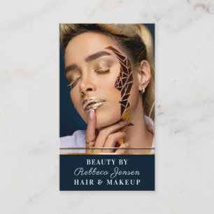 Carte De Visite Lèvres glamées Marine & Gold Parties scintillant o