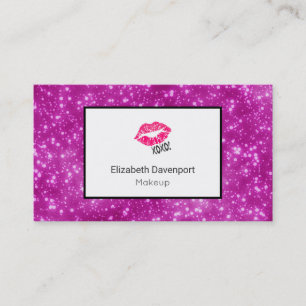 Carte De Visite Lèvres Kissy Rose sur Faux Parties scintillant Ros