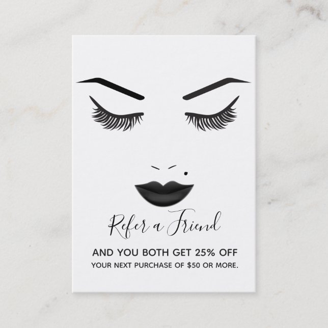 Carte De Visite Lèvres noires Maquillage Visage Lashes Lèvres Salo (Devant)