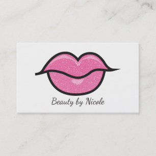 Carte De Visite Lèvres Paillettes Roses Baiser Chic Maquillage Gla