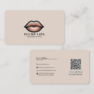 Carte De Visite Lèvres Rose Beige Lip Réseau Social Connexion QR