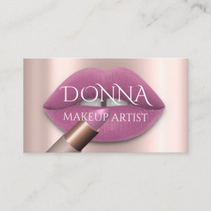 Carte De Visite Lèvres Roses Blush QR Code Logo maquillage Lipstic