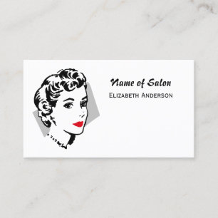 Carte De Visite Lèvres rouges vintages de salon de coiffure blanc