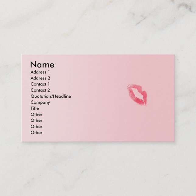 Carte De Visite Lèvres sur des affaires roses (Devant)