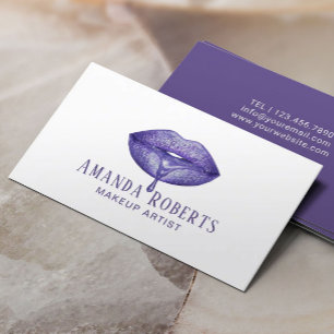 Carte De Visite Lèvres violettes élégantes d'égouttement de