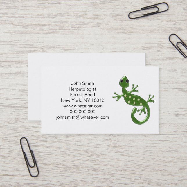 Carte De Visite Lézard Gecko (Devant/Arrière en situation)
