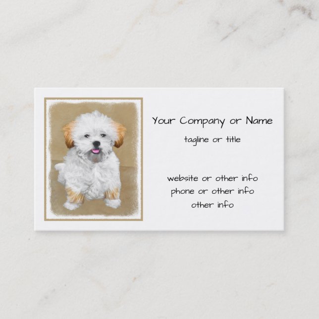 Carte De Visite Lhasa Apso Puppy Peinture - Cute Original Chien Ar (Devant)